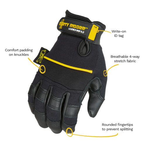 Dirty Rigger Leather Grip Glove – Full Fingered